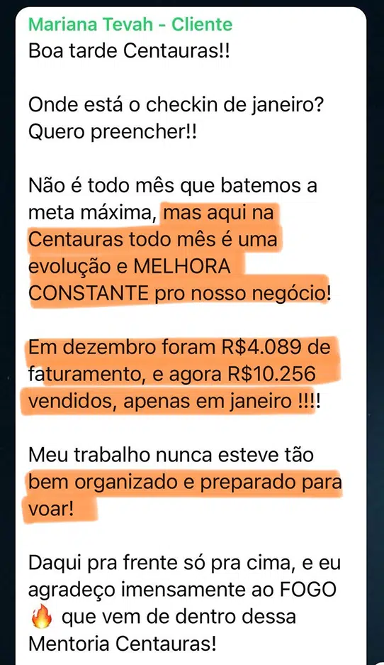 Resultado de aluna do Desafio Terapeuta 10K